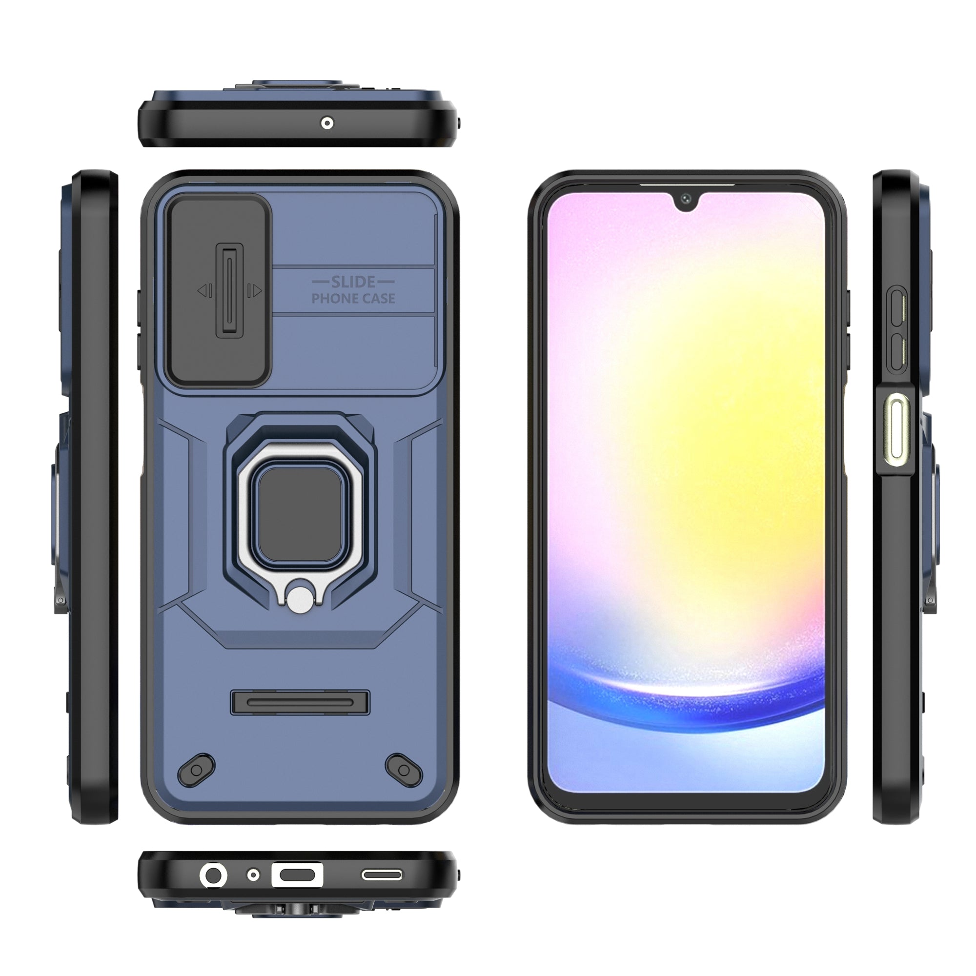 For Samsung Galaxy A25 5G (Global) (161.0 x 76.5 x 8.3mm) Camera Protection Fall-proof Case PC+TPU Phone Cover - Blue For Samsung Galaxy A25 5G (Global) (161.0 x 76.5 x 8.3mm) Camera Protection Fall-proof Case PC+TPU Phone Cover - Blue